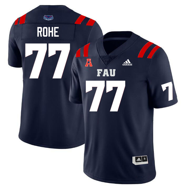 Florida Atlantic Owls #77 Keon Rohe College Football Jerseys Stitched Sale-Navy